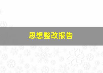 思想整改报告