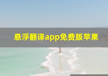 悬浮翻译app免费版苹果