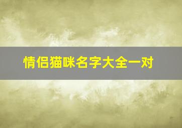 情侣猫咪名字大全一对