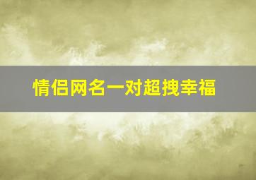 情侣网名一对超拽幸福