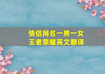 情侣网名一男一女王者荣耀英文翻译