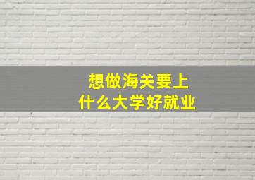 想做海关要上什么大学好就业