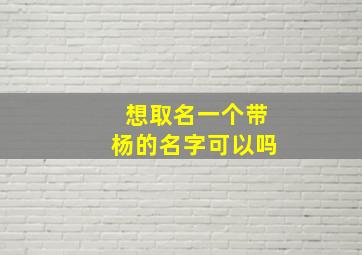 想取名一个带杨的名字可以吗