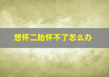 想怀二胎怀不了怎么办