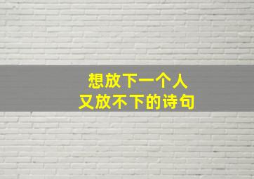 想放下一个人又放不下的诗句