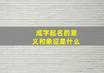 成字起名的意义和象征是什么