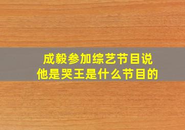 成毅参加综艺节目说他是哭王是什么节目的