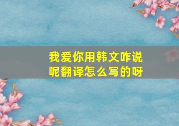 我爱你用韩文咋说呢翻译怎么写的呀