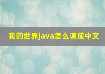 我的世界java怎么调成中文