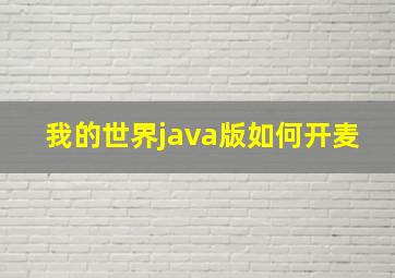 我的世界java版如何开麦