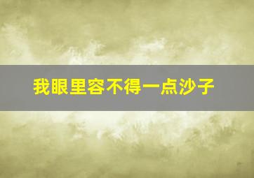 我眼里容不得一点沙子