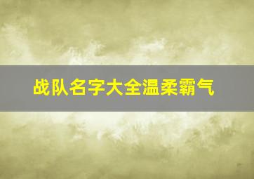 战队名字大全温柔霸气