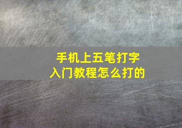 手机上五笔打字入门教程怎么打的