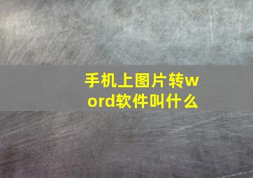 手机上图片转word软件叫什么