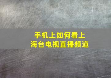 手机上如何看上海台电视直播频道