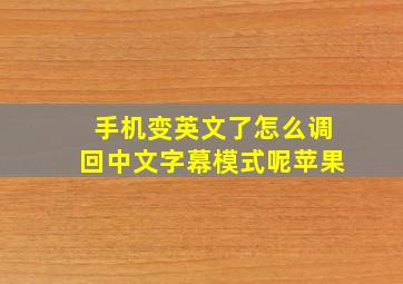 手机变英文了怎么调回中文字幕模式呢苹果