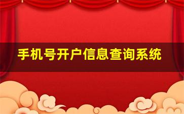 手机号开户信息查询系统