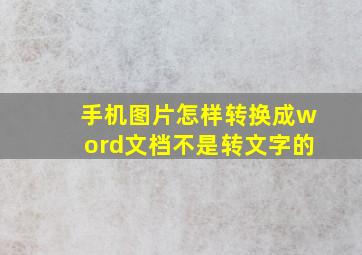 手机图片怎样转换成word文档不是转文字的