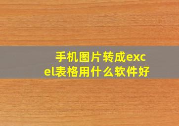 手机图片转成excel表格用什么软件好