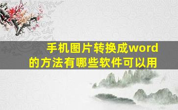 手机图片转换成word的方法有哪些软件可以用