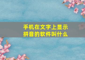 手机在文字上显示拼音的软件叫什么