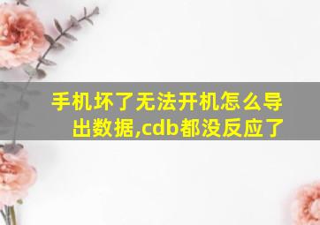 手机坏了无法开机怎么导出数据,cdb都没反应了