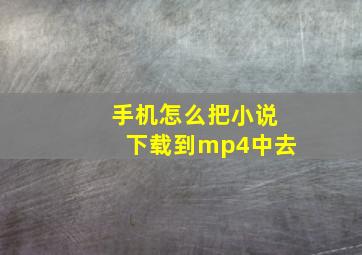 手机怎么把小说下载到mp4中去