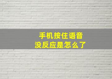 手机按住语音没反应是怎么了