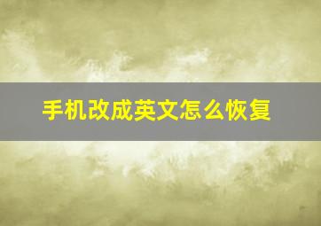 手机改成英文怎么恢复