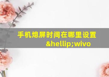 手机熄屏时间在哪里设置…wivo