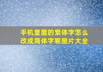 手机里面的繁体字怎么改成简体字呢图片大全