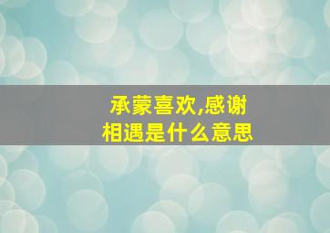 承蒙喜欢,感谢相遇是什么意思