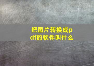 把图片转换成pdf的软件叫什么