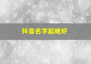 抖音名字起啥好