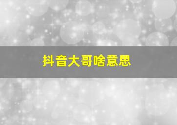 抖音大哥啥意思