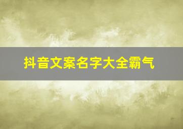 抖音文案名字大全霸气