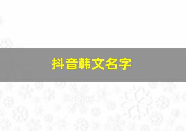 抖音韩文名字