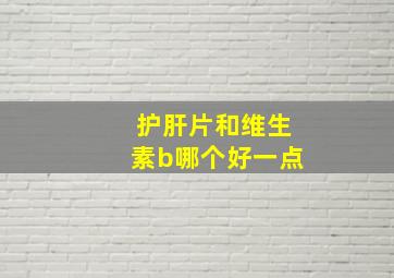 护肝片和维生素b哪个好一点