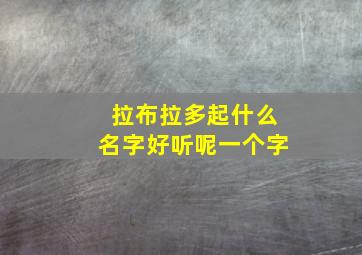 拉布拉多起什么名字好听呢一个字