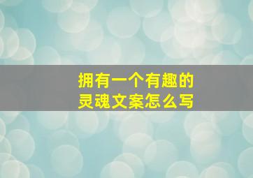 拥有一个有趣的灵魂文案怎么写