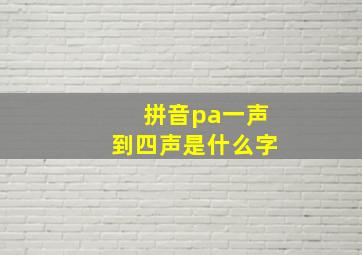 拼音pa一声到四声是什么字