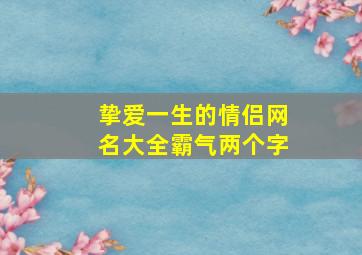 挚爱一生的情侣网名大全霸气两个字