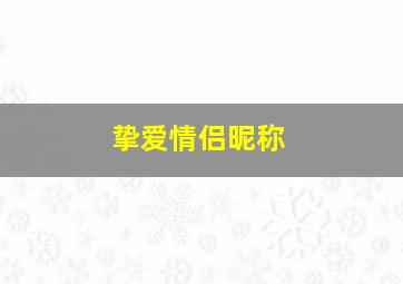 挚爱情侣昵称