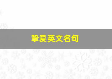 挚爱英文名句