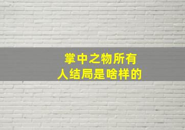 掌中之物所有人结局是啥样的