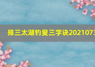 排三太湖钓叟三字诀2021073