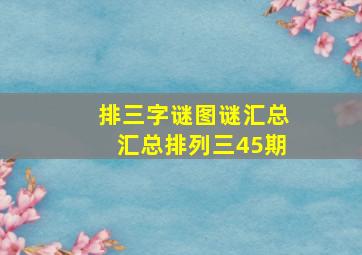 排三字谜图谜汇总汇总排列三45期