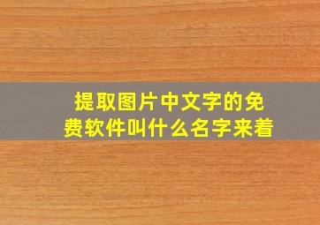 提取图片中文字的免费软件叫什么名字来着