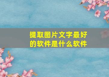 提取图片文字最好的软件是什么软件