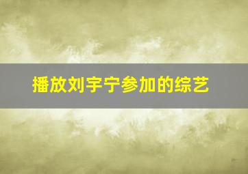 播放刘宇宁参加的综艺